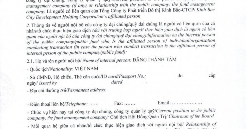 Công ty của con gái ông Đặng Thành Tâm mua 10 triệu cổ phiếu KBC