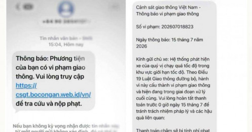 Lừa nhắn tin thông báo phạt nguội để đánh cắp thông tin