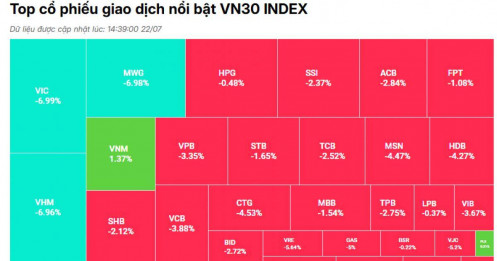 VN-Index giảm gần 60 điểm, loạt cổ phiếu VN30 giảm sàn