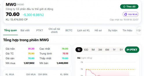 MWG bất ngờ giảm sàn, điều gì đang xảy ra với cổ phiếu này?