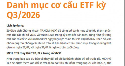 Các quỹ ETF dự kiến mua 3,1 triệu cổ phiếu HPG, bán 5,7 triệu đơn vị một cổ bank trong kỳ cơ cấu sắp tới