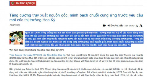 Mỹ áp thuế 12,5%, Bộ Công Thương khuyến cáo DN Việt phải siết chặt nguồn gốc, minh bạch chuỗi cung ứng