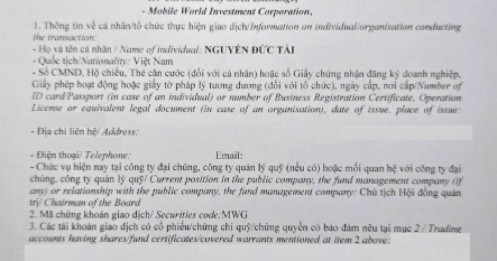 Mỗi khi giá rơi mạnh, ông Nguyễn Đức Tài lại xuất hiện với kế hoạch mua vào cp MWG