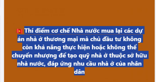 Sẽ thí điểm cơ chế Nhà nước mua lại dự án nhà ở thương mại không còn khả năng thực hiện