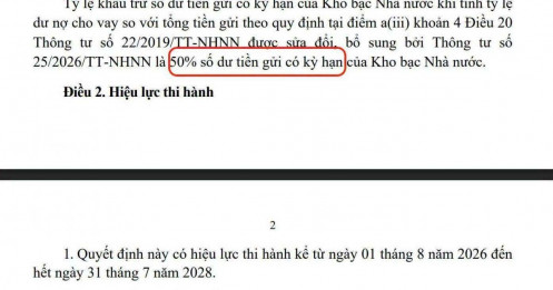 Chính thức: NHNN "mở van" tín dụng, cho phép tính 50% tiền gửi Kho bạc vào LDR từ 1/8