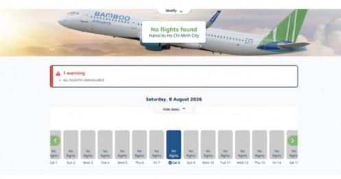 Website Bamboo Airways hiện không thấy chuyến bay tháng 8, có ai kiểm tra chưa?