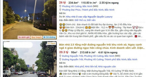 200–300 triệu đồng/m² cho nhà mặt phố ở Bắc Ninh