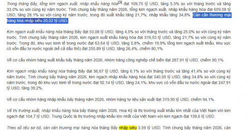Sau 7 tháng, Việt Nam nhập siêu hơn 20,5 tỷ USD