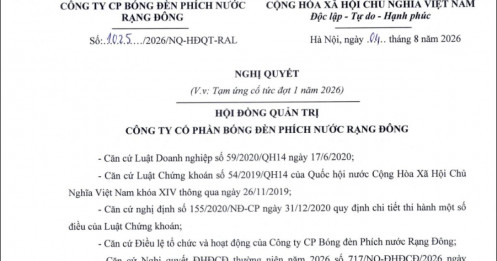 RAL chốt ngày trả cổ tức tiền mặt 25%