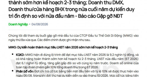 MWG sẽ hoàn thành mục tiêu LNST năm 2026 sớm hơn kế hoạch