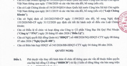 PNJ bất ngờ đổi phương án, triệu tập ĐHCĐ bất thường