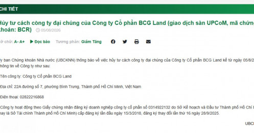 Bamboo Capital và CTCP BCG Land bị hủy tư cách công ty đại chúng