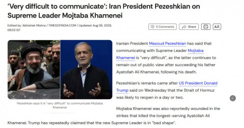 Tổng thống Iran thừa nhận 'đang rất khó' liên lạc với lãnh tụ tối cao Mojtaba Khamenei