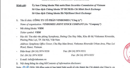 Vinhomes (VHM) lập chi nhánh tại Tuyên Quang