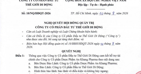 MWG cam kết bảo lãnh tối đa 500 tỷ đồng cho chuỗi An Khang