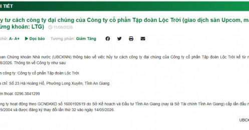 Tập đoàn Lộc Trời (LTG) bị hủy tư cách đại chúng