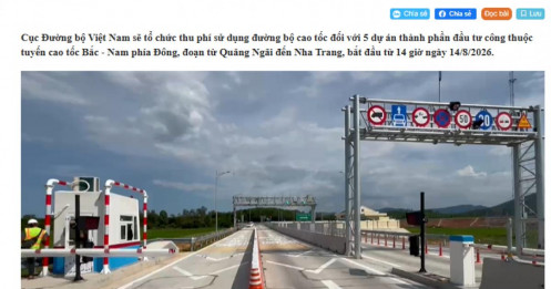 Từ hôm nay (14/8), 5 đoạn cao tốc Bắc - Nam bắt đầu thu phí
