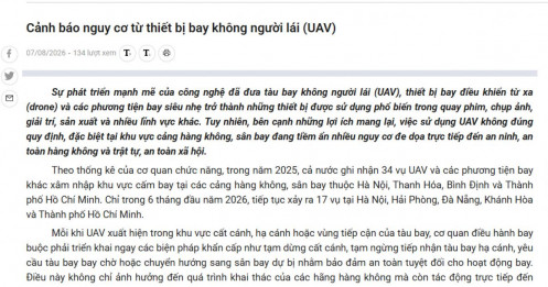 Loạt sự cố hàng không vì UAV, thiệt hại hàng tỷ đồng: Cơ quan chức năng lên tiếng cảnh báo