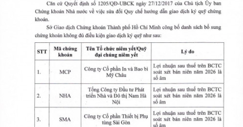 Vừa báo lỗ bán niên, 3 cổ phiếu lập tức bị HoSE cắt margin