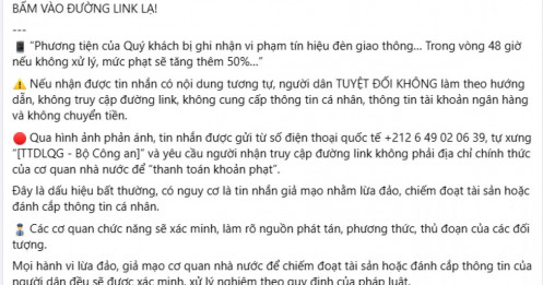 Cảnh giác: Tin nhắn “nộp phạt giao thông” có thể là bẫy lừa đảo!