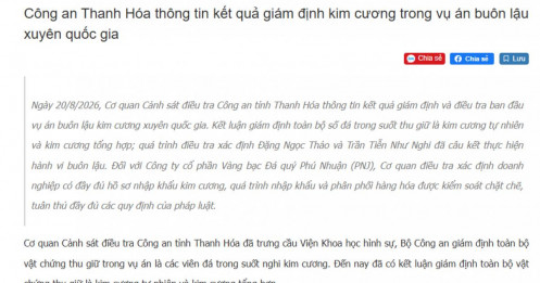 Công an công bố kết luận về PNJ trong vụ buôn lậu kim cương xuyên quốc gia
