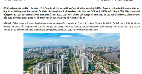 BĐS quý II/2026 có tín hiệu sáng: Nguồn cung khởi sắc, thể chế được tháo gỡ