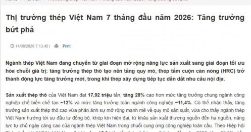 Ngành thép đổi trục: HRC tăng 44%, thị trường nội địa chính thức thành “đầu kéo”