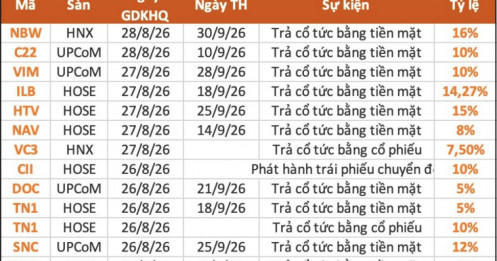 Gần 30 doanh nghiệp sắp “lăn chốt”, loạt cổ phiếu trả cổ tức tiền mặt tới 25%