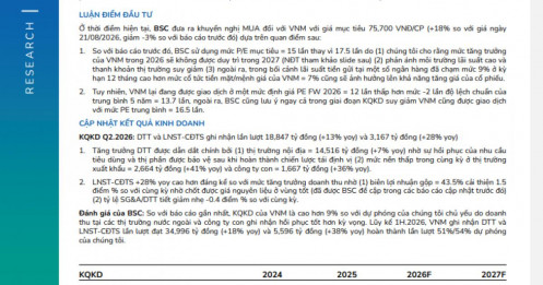 VNM có gì mà BSC vẫn khuyến nghị mua, giá mục tiêu 75.700 đồng/cp?