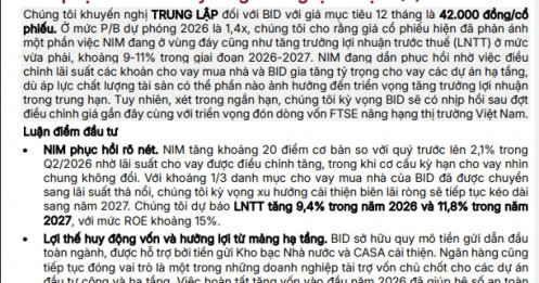 BID được SSI Research “chấm” giá mục tiêu 42.000 đồng