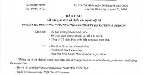 Ông Nguyễn Văn Đạt mua xong 20 triệu cổ phiếu PDR