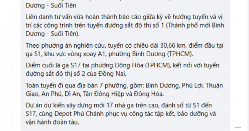 Lộ diện tuyến metro 30,66 km nối Bình Dương với Suối Tiên, có 17 nhà ga