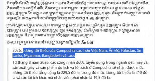 Ông Hun Sen: Lương tối thiểu Campuchia cao hơn cả Việt Nam, Ấn Độ, Pakistan...