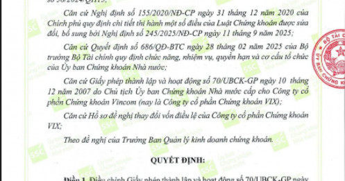 Chứng khoán VIX hoàn tất tăng vốn lên 25.700 tỷ đồng