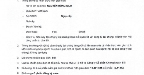 Em trai Chủ tịch SSI đã mua 5 triệu cổ phiếu