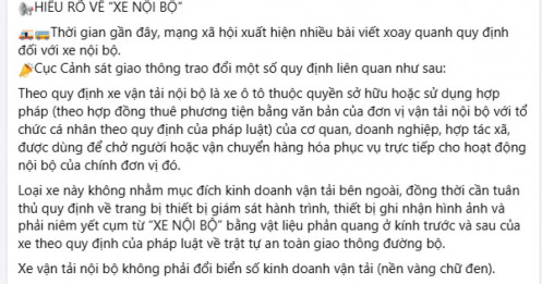 “Xe nội bộ” có phải lắp thiết bị giám sát? Cục CSGT lên tiếng, chủ xe cần biết