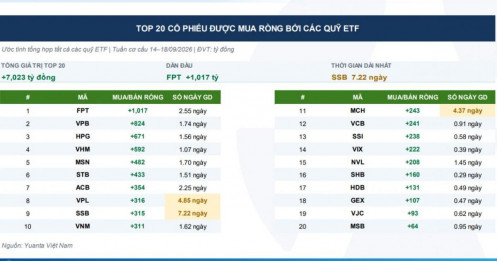 Tuần nâng hạng: Một cổ phiếu được dự báo hút hơn 1.000 tỷ đồng từ các ETF