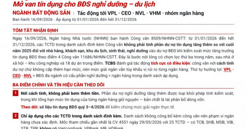 “Van tín dụng” BĐS nghỉ dưỡng sắp mở? Loạt cổ phiếu VPL, CEO, NVL, VHM được chú ý
