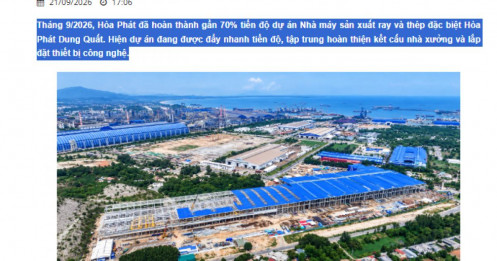 Nhà máy hơn 10.000 tỷ của tỷ phú Trần Đình Long sắp cán đích 70%: Thép ray đầu tiên cho đường sắt cao tốc sắp xuất xưởng?