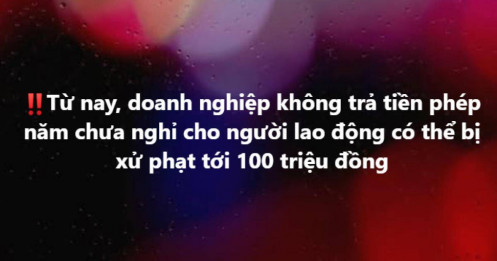 Từ nay, doanh nghiệp không trả khoản tiền này cho nhân viên có thể bị phạt tới 100 triệu đồng
