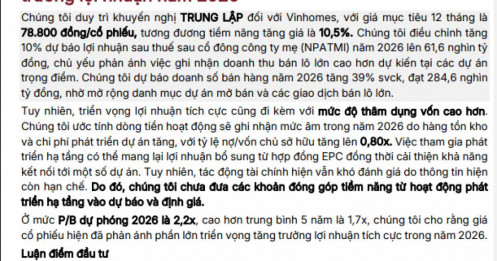 VHM không còn “rẻ” như xưa: P/B 2026 lên 2,2x, vượt xa mức bình quân 5 năm