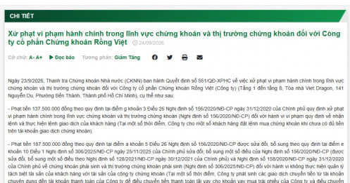 VDSC nhận “combo” hơn 700 triệu đồng tiền phạt, kèm luôn lệnh dừng dịch vụ