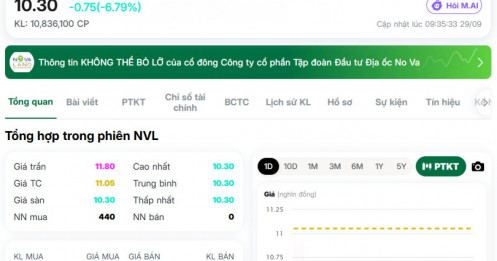 Vì sao NVL chất sàn cứng 2 phiên giao dịch, liệu có biến?