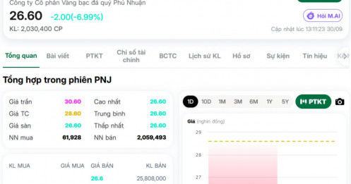 PNJ thủng đáy năm, tại mức giá 26.xx