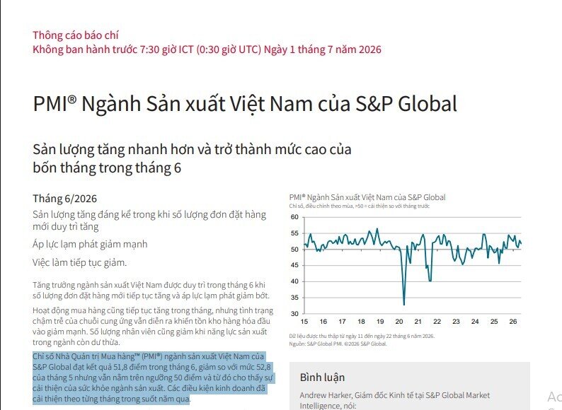 PMI tháng 6 đạt 51,8 điểm: Vẫn trên ngưỡng tăng trưởng nhưng đã hạ nhiệt