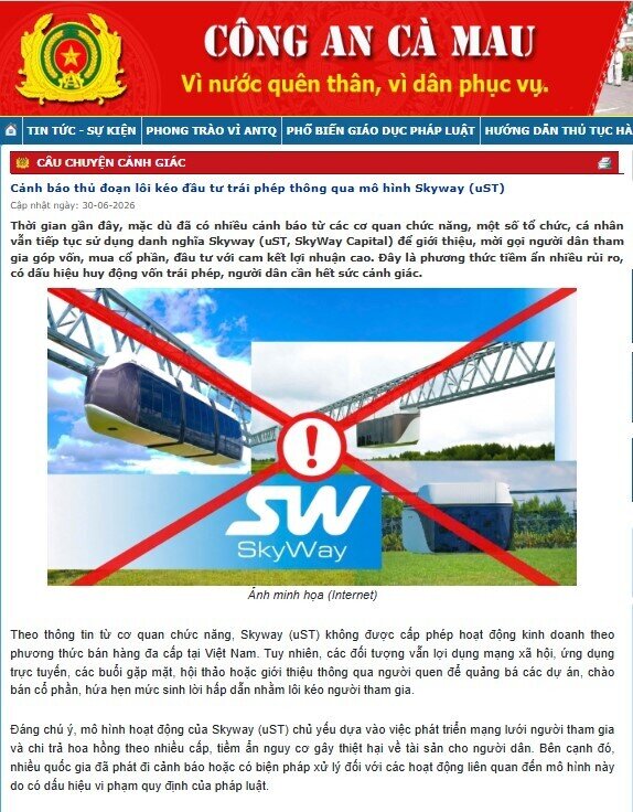 Cảnh báo nóng: Mô hình Skyway tiếp tục bị lợi dụng để lôi kéo đầu tư “lợi nhuận cao”