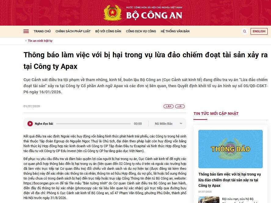 Vụ Shark Thủy: Bộ Công an phát thông báo khẩn tới các nhà đầu tư