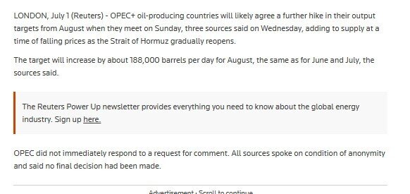 OPEC+ sẽ tăng sản lượng dầu thô trong tháng 8?
