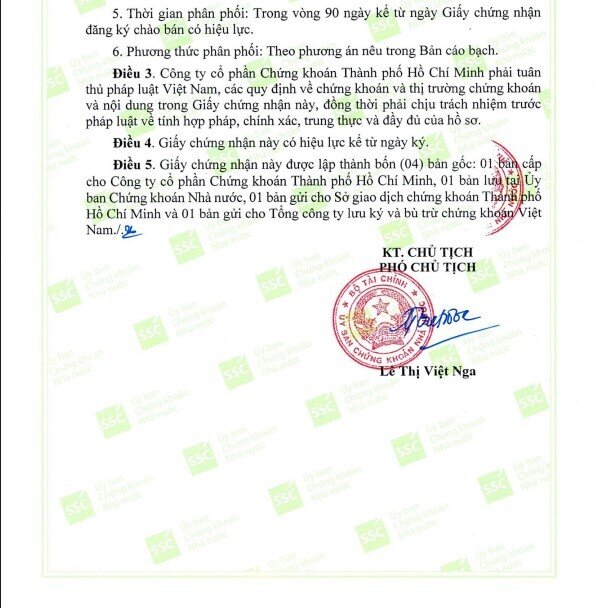 Chứng khoán HSC được chấp thuận chào bán gần 270 triệu cổ phiếu, giá 10.000 đồng/cp