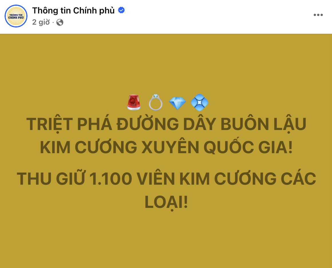 Triệt phá đường dây buôn lậu kim cương xuyên quốc gia, thu giữ 1.100 viên kim cương các loại